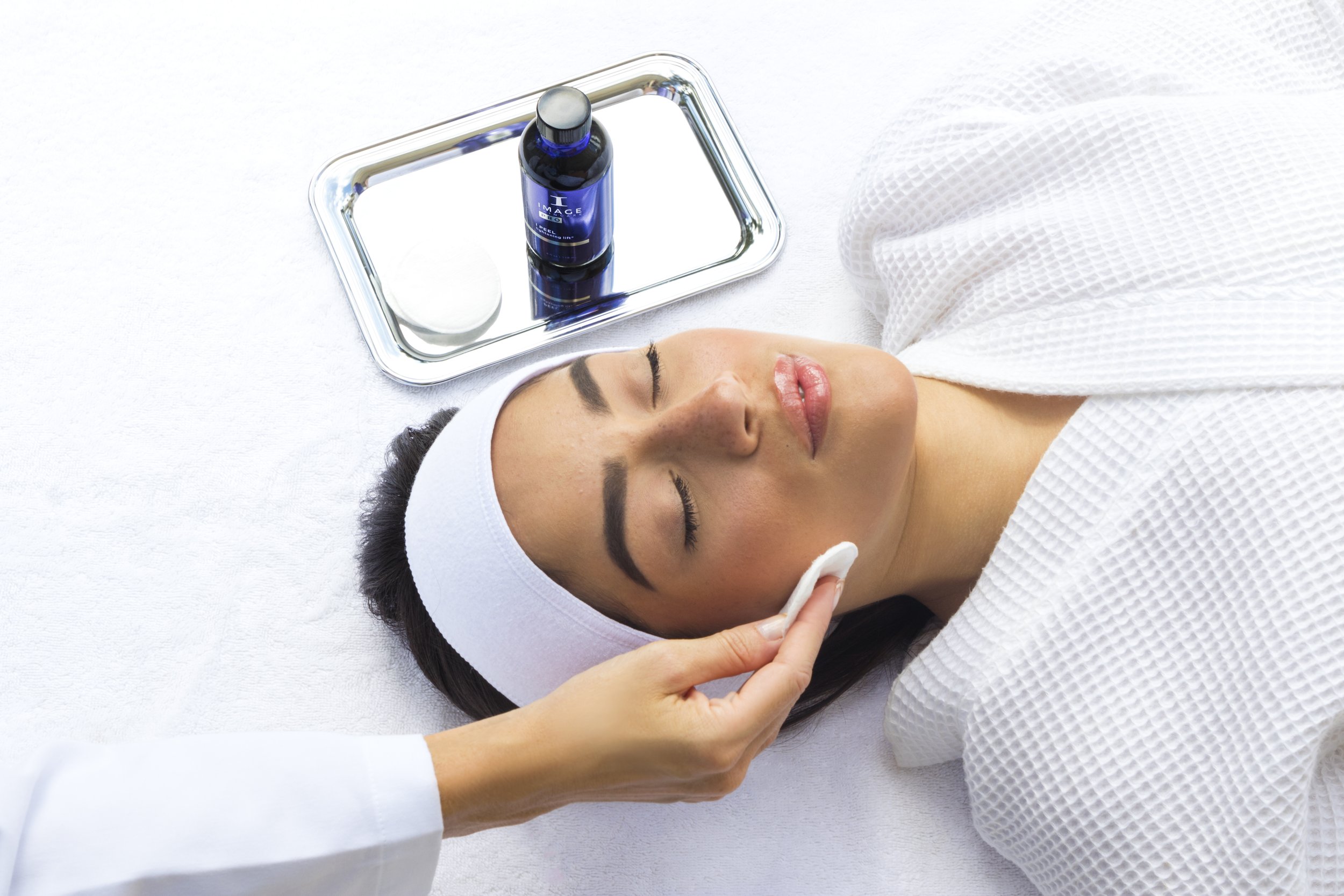 Facial treatment with product